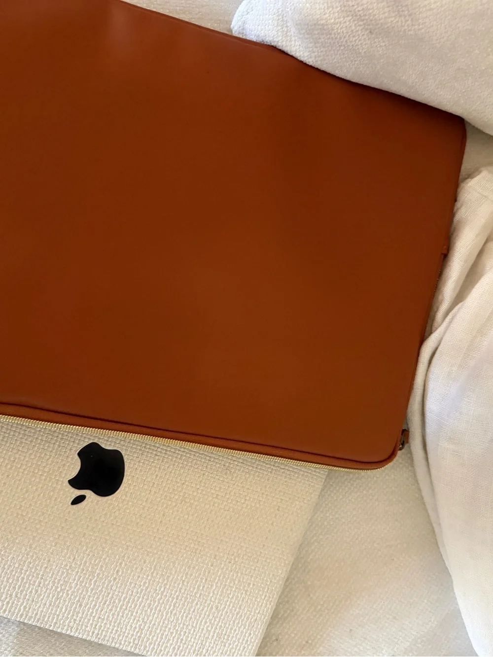 Tan faux Leather fleece lined Laptop Sleeve MOSISO Laptop Sleeve Bag 16”